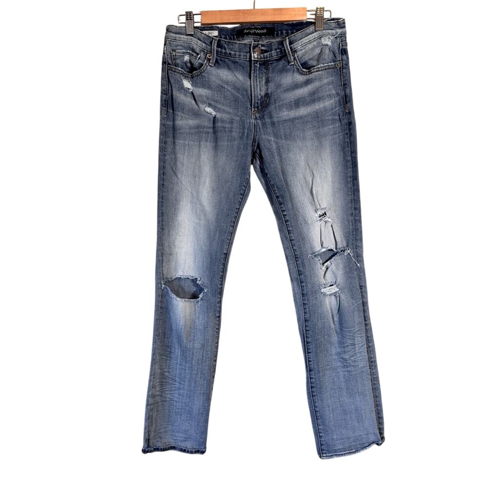 Driftwood Blue Distressed Skinny Jeans Womens 30 Audrey Mid Rise Fall Denim